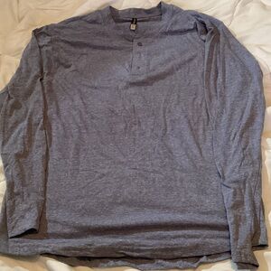 Men's Classic Blue Henley Long Sleeve Shirt